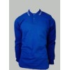 2 İplik Saks Polo Yaka Beyaz Biyeli Sweatshirt