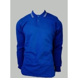 2 İplik Saks Polo Yaka Beyaz Biyeli Sweatshirt