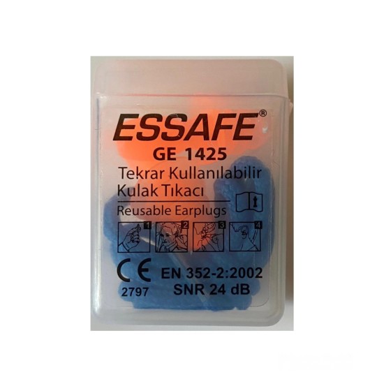 Essafe GE-1425  Kordonlu Çam Tipi Yıkanabilir Kulak Tıkacı 