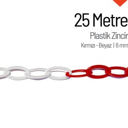 25 Metre Kırmızı-Beyaz Plastik Güvenlik Zinciri