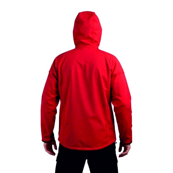 softshell kırmızı kapşonlu outdoor mont
