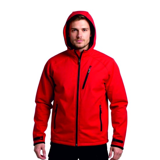 softshell kırmızı kapşonlu outdoor mont