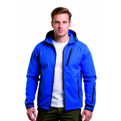 softshell mavi kapşonlu outdoor mont
