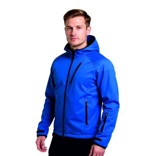 softshell mavi kapşonlu outdoor mont