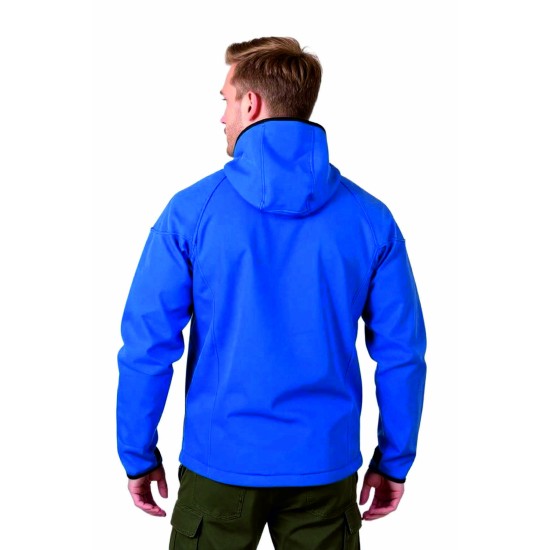 softshell mavi kapşonlu outdoor mont