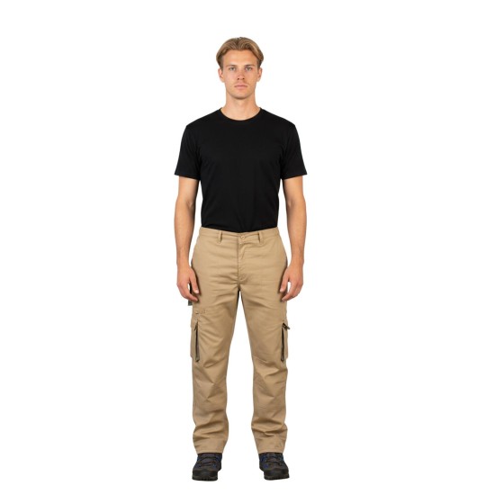 gabardin teknik cepli pantolon bej