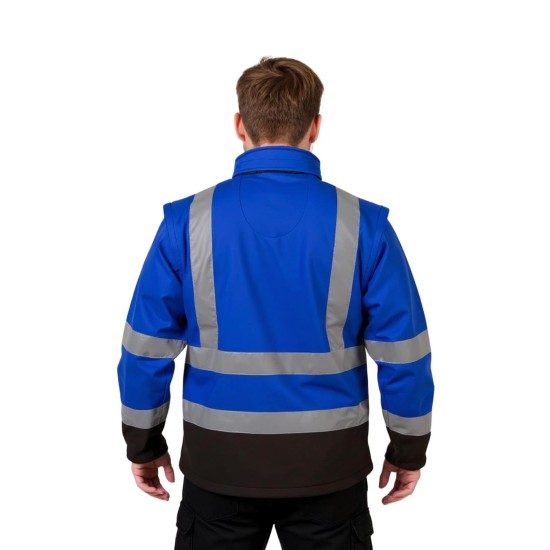 softshell mavi reflektörlü outdoor mont