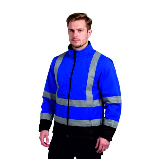 softshell mavi reflektörlü outdoor mont