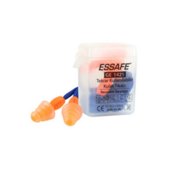 Essafe GE-1425  Kordonlu Çam Tipi Yıkanabilir Kulak Tıkacı 