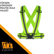 Pratik Şerit Görünümlü İkaz Yeleği Sarı