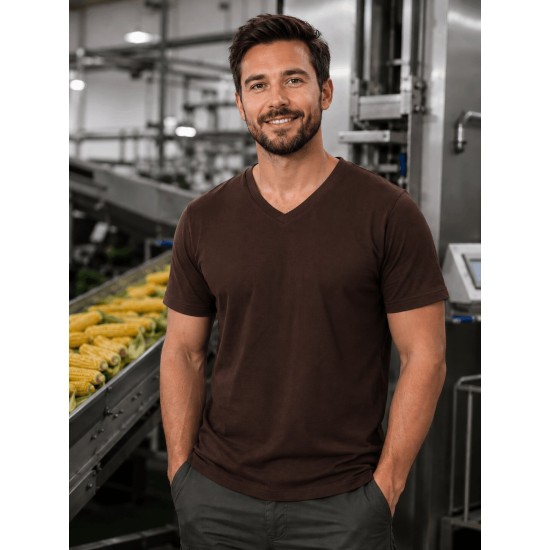 V yaka Süprem Kahverengi TShirt